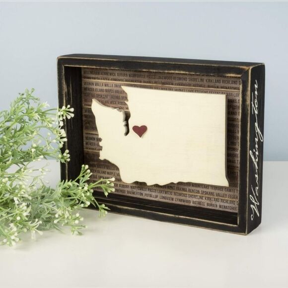 🩵Primitives by Kathy Washington State Shaped Box Tabletop/Wall Decor - Picture 1 of 9